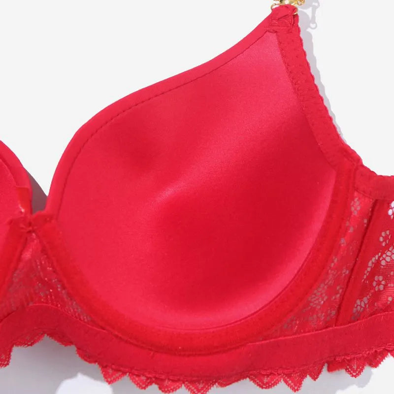 Eleganter Push-Up-BH Mit Strass Und Metallic-Spitze Für Frauen