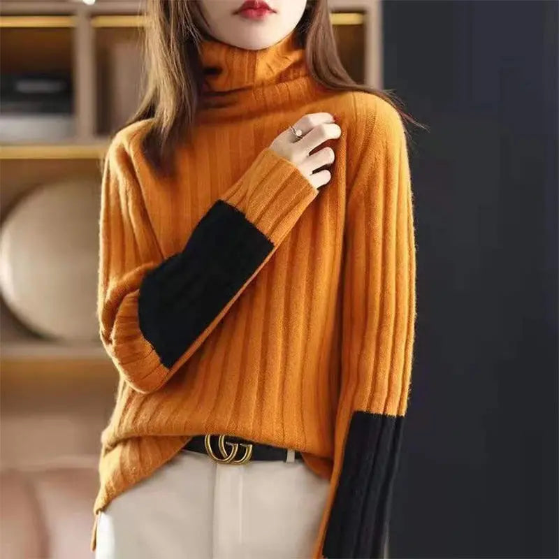 Moderner Blockdesign-Pullover für Damen