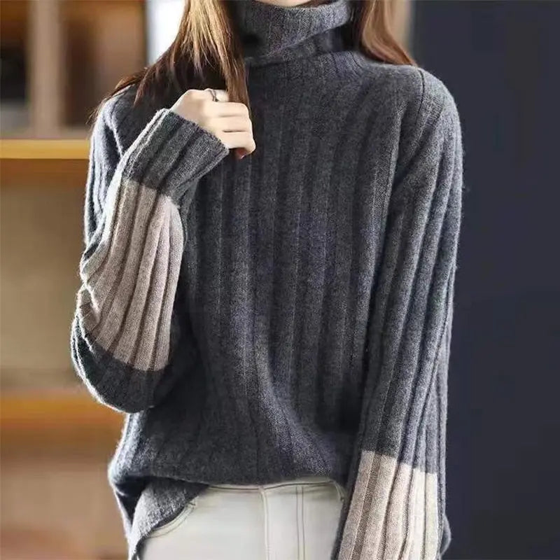 Moderner Blockdesign-Pullover für Damen