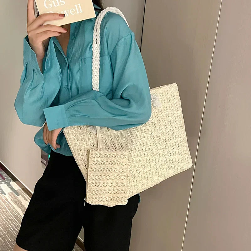 Riley | Große Rieten-Strandtasche Damen