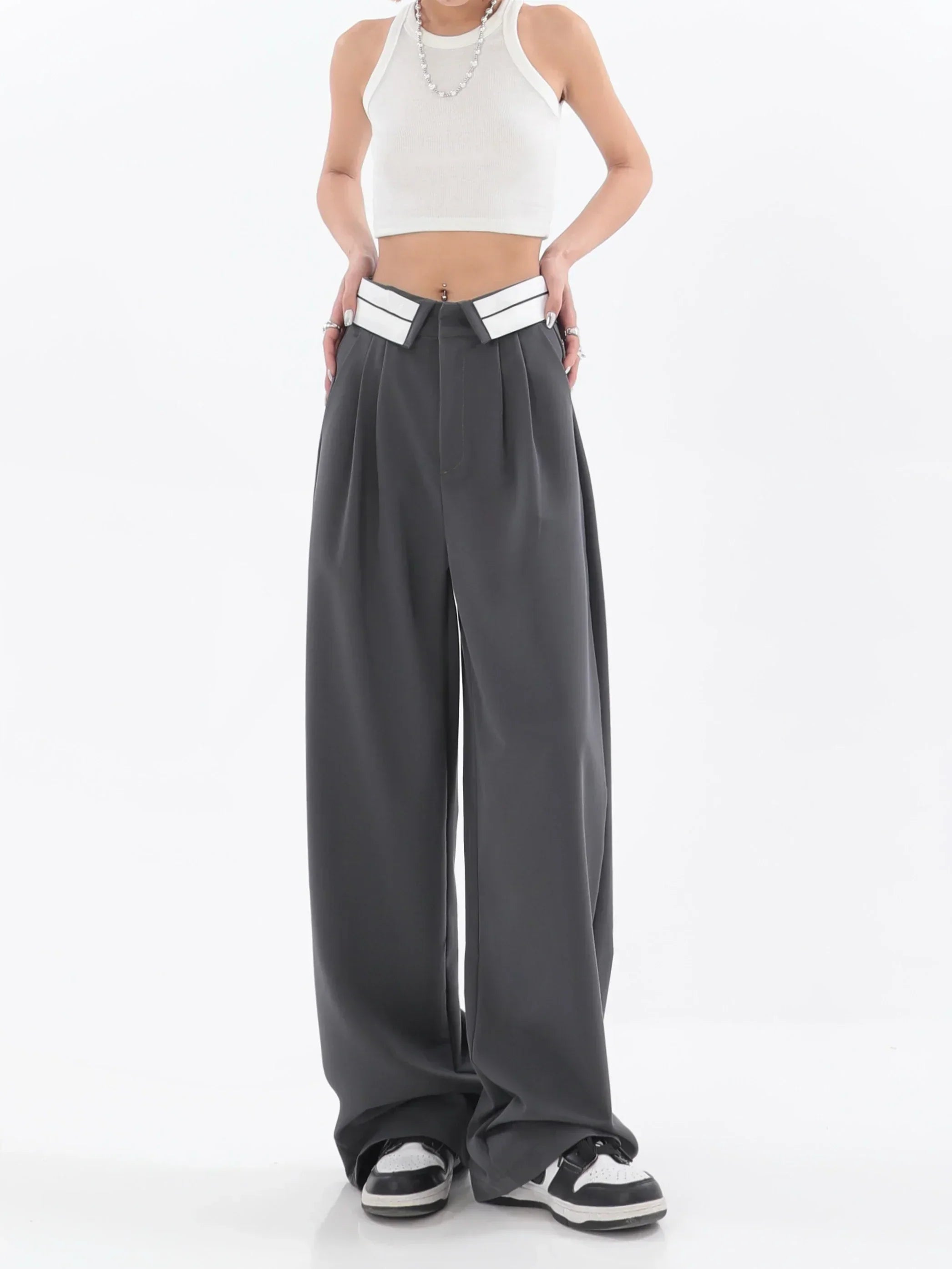 Weite High Waist Hosen für Einen Lässigen Look für Frauen