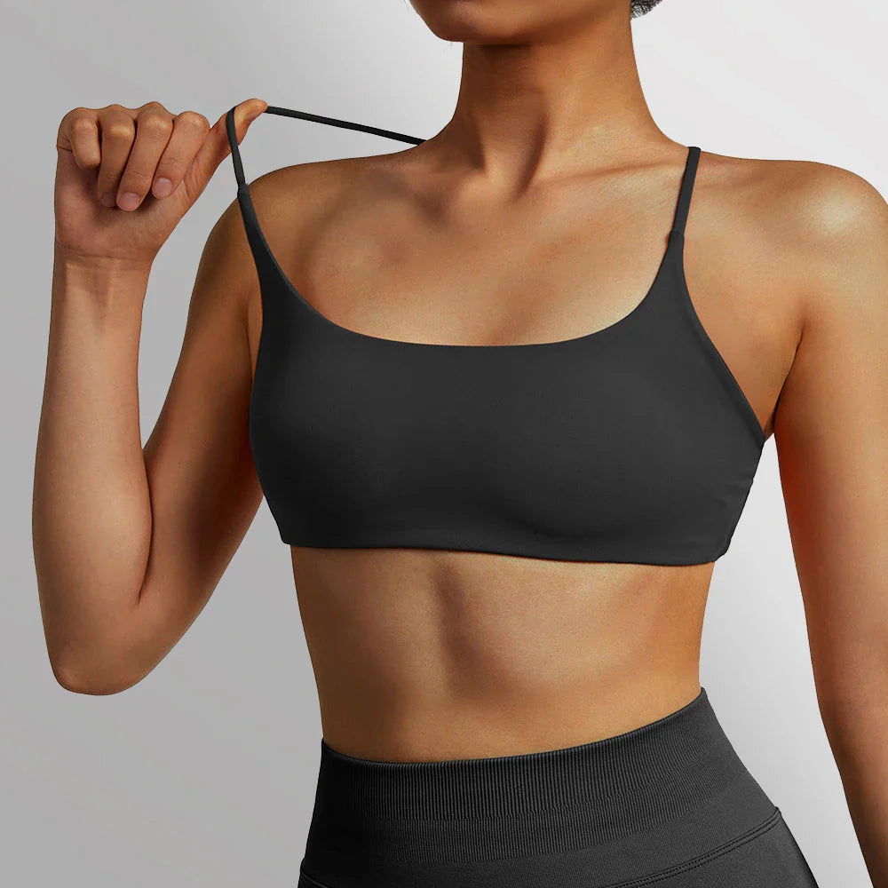 Rückenfreier Stoßfester Fitness-Sport-BH Mit Polstern Für Frauen