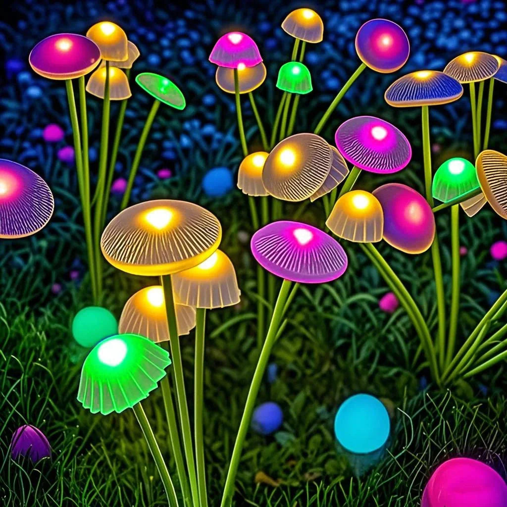 Solar-Pilzleuchten 2er-Set – 6 schwingende Köpfe, RGB oder Warmweiß product image 8