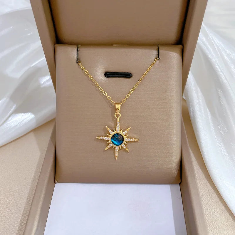 Sternenstrahlen Mikro Schmuck Edelstahl Halskette Für Frauen