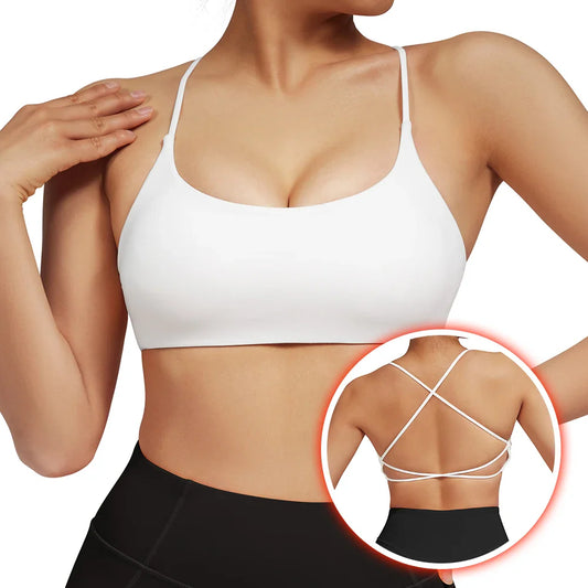 Rückenfreier Stoßfester Fitness-Sport-BH Mit Polstern Für Frauen