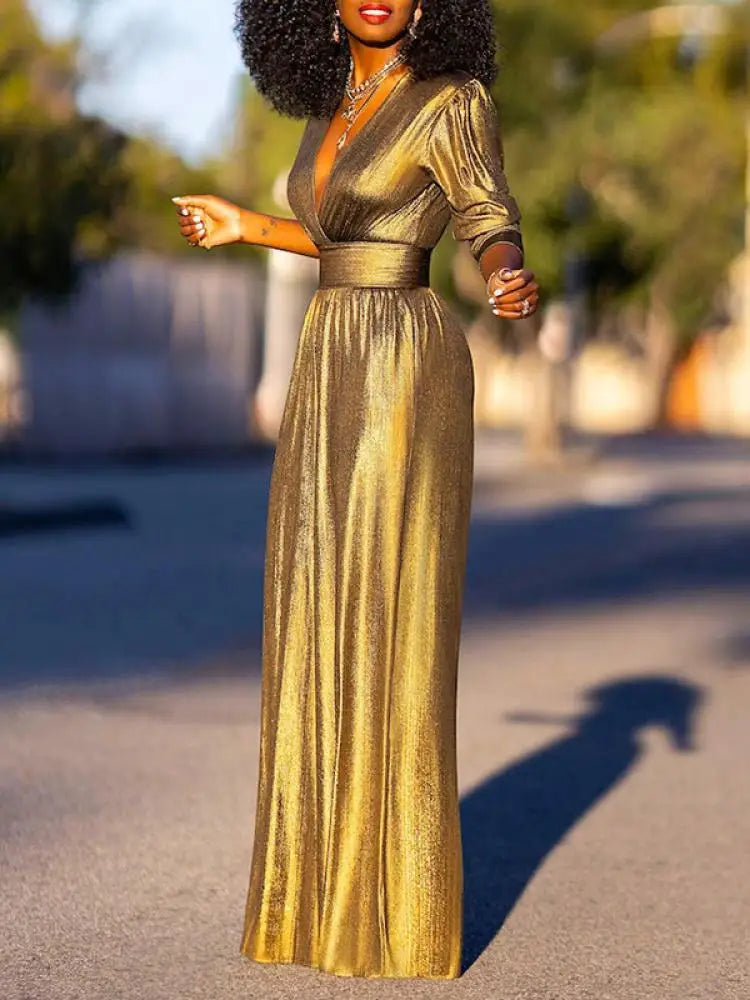 Glänzender Jumpsuit mit elegantem Schnitt und luxuriösem Stoff für Frauen