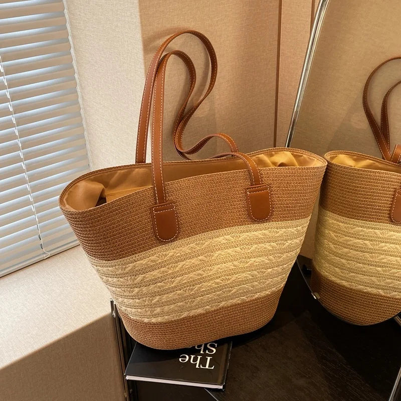 Roselle | Geräumige Strohzschultertasche Damen