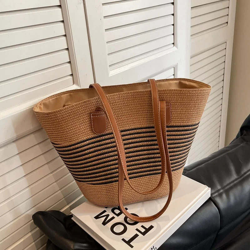 Roselle | Geräumige Strohzschultertasche Damen
