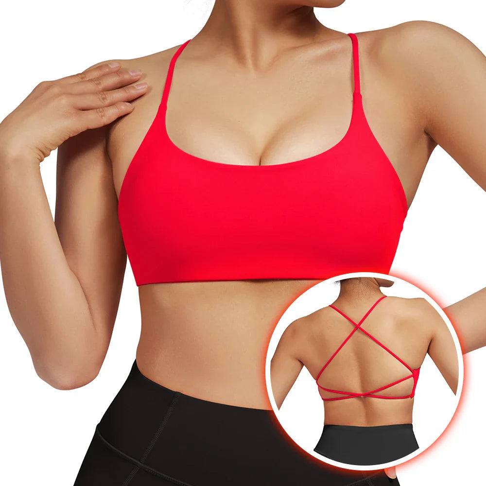 Rückenfreier Stoßfester Fitness-Sport-BH Mit Polstern Für Frauen