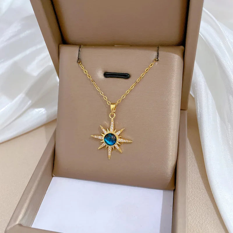 Sternenstrahlen Mikro Schmuck Edelstahl Halskette Für Frauen