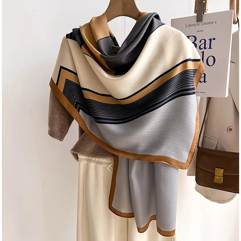 Luxuriöser Woll-Baumwoll-Schal mit elegantem Stil für Damen