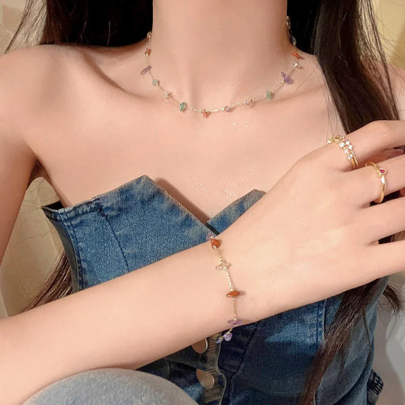 Elegante Natürliche Edelstein-Halskette Für Frauen