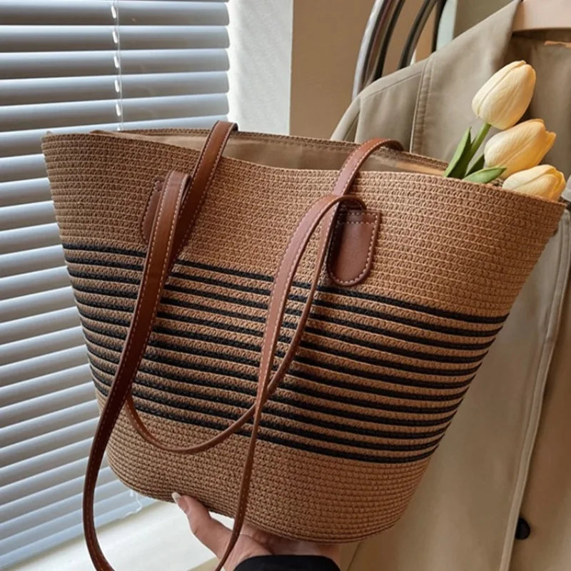 Roselle | Geräumige Strohzschultertasche Damen