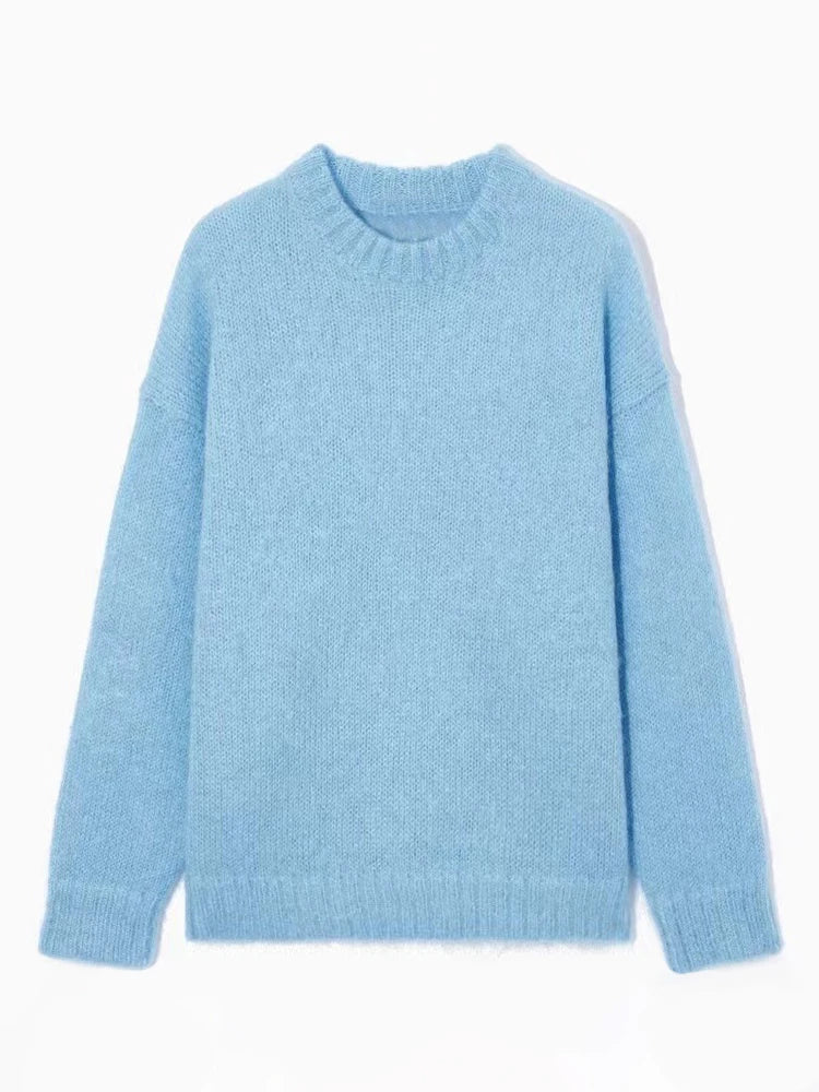 Gestreifter Mohair-Casual-Pullover mit gemütlicher Wärme Für Frauen