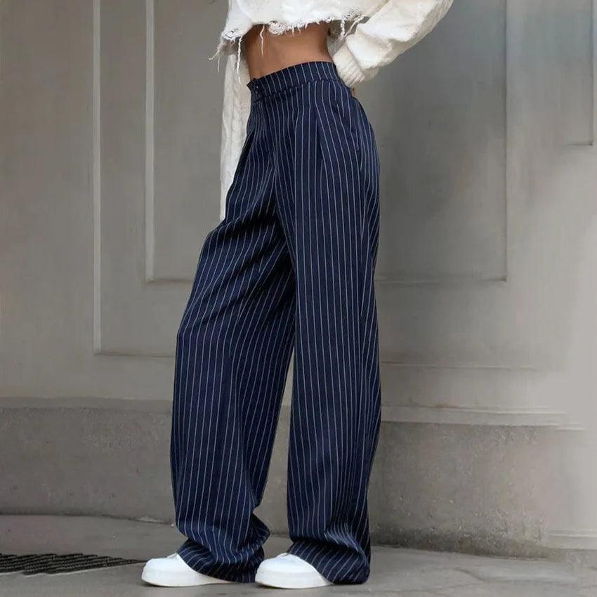 Hoch taillierte Streifenhose mit modernem Chic für Damen