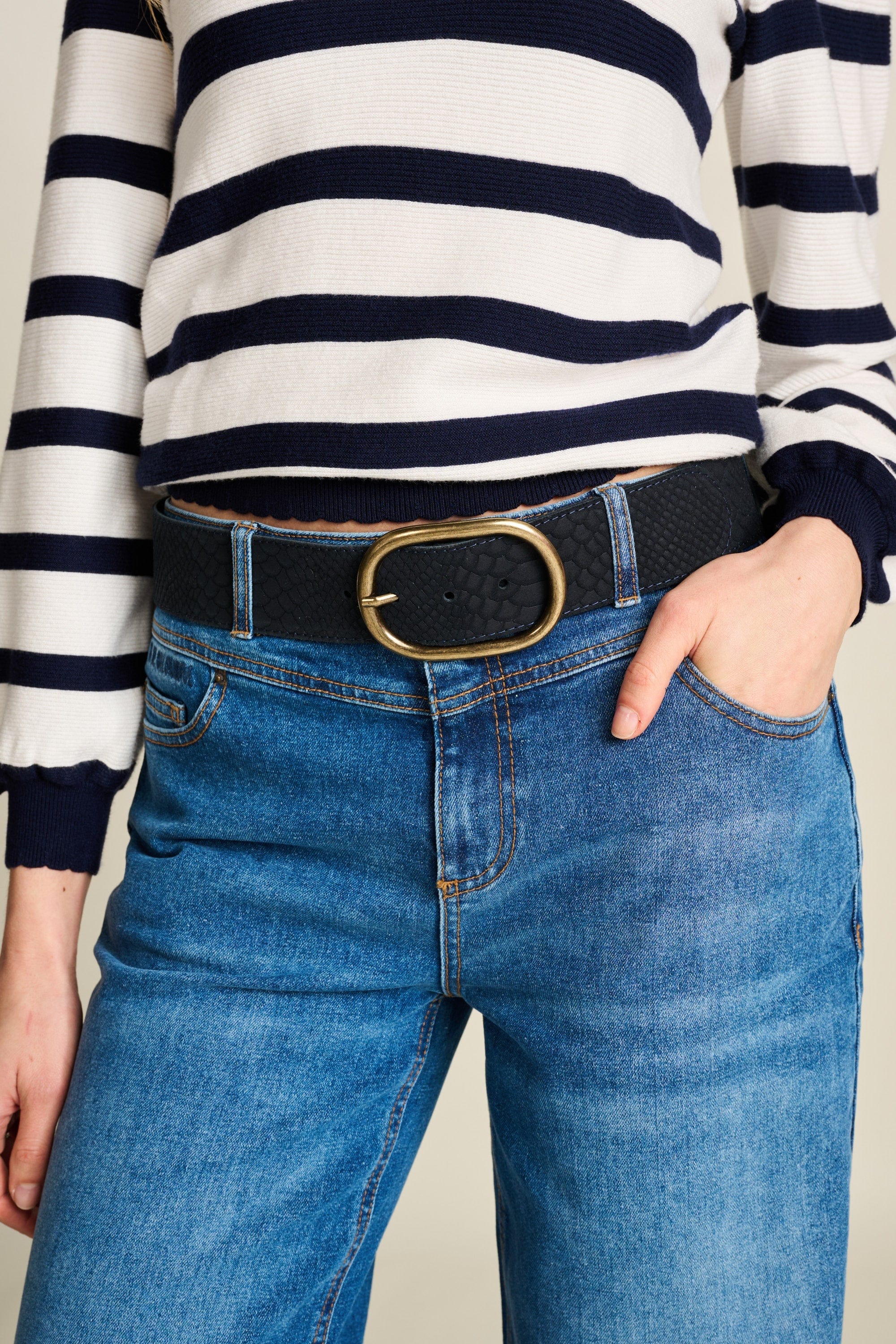 Marineblau mit Goldener Schnalle Für Frauen