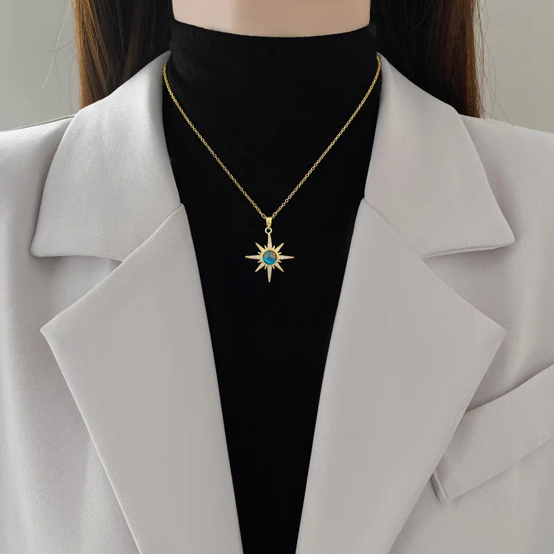 Sternenstrahlen Mikro Schmuck Edelstahl Halskette Für Frauen