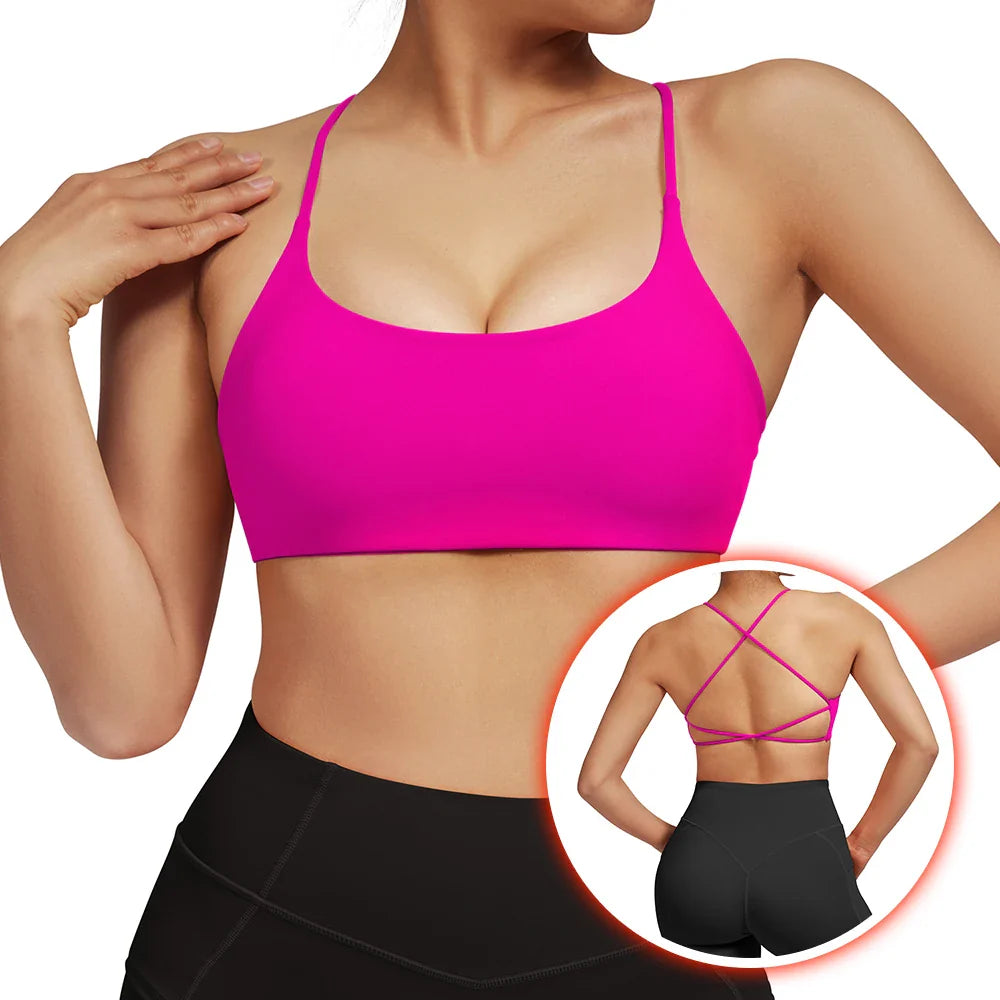 Rückenfreier Stoßfester Fitness-Sport-BH Mit Polstern Für Frauen