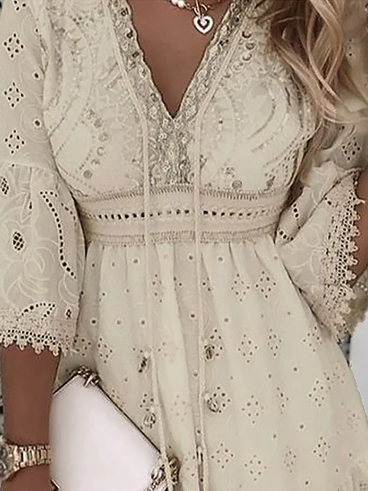 Boho inspiriertes Ibiza Kurz Sommerkleid für Damen