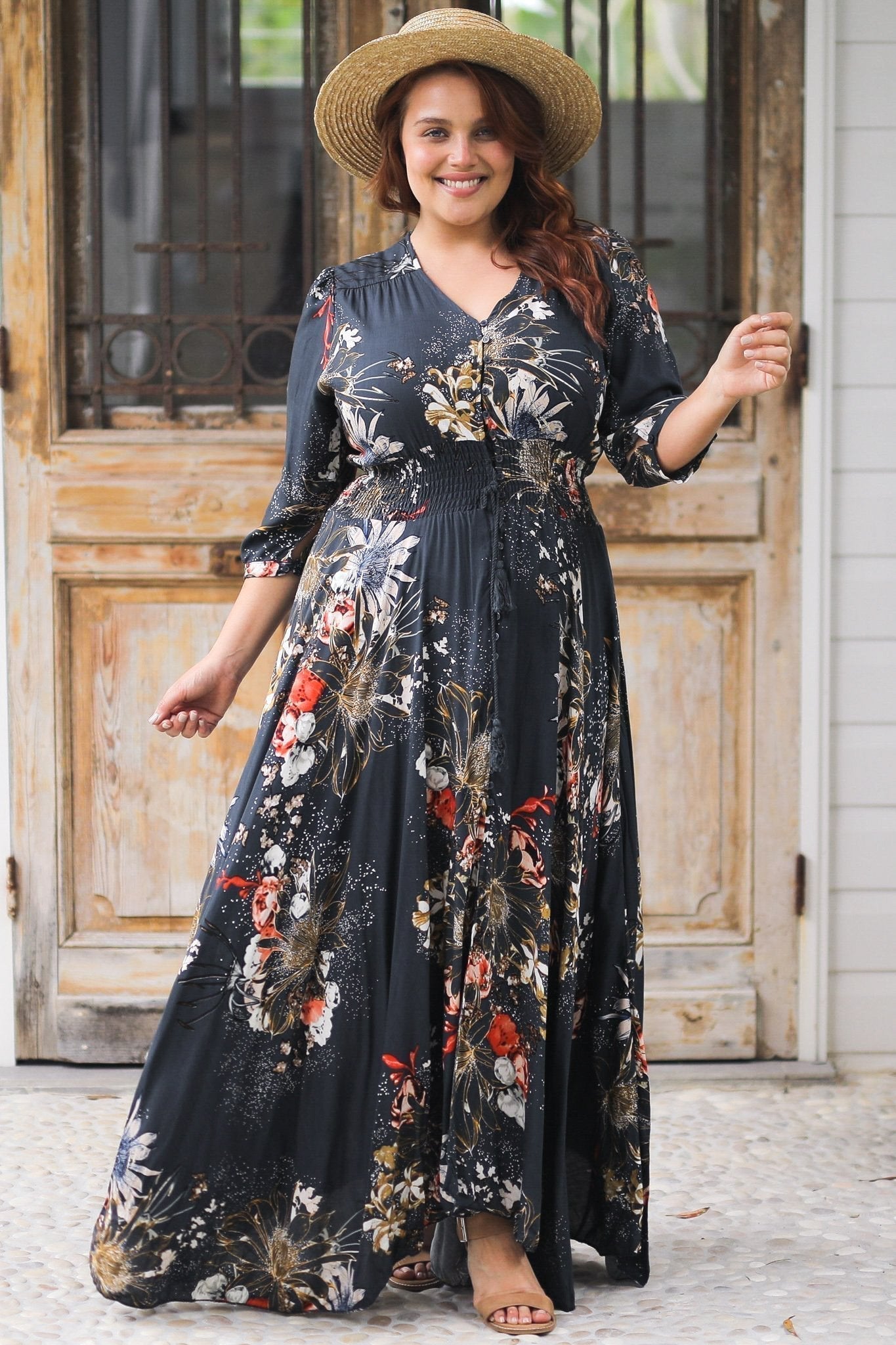 Brienna | Boho Maxi Kleid mit V-Ausschnitt