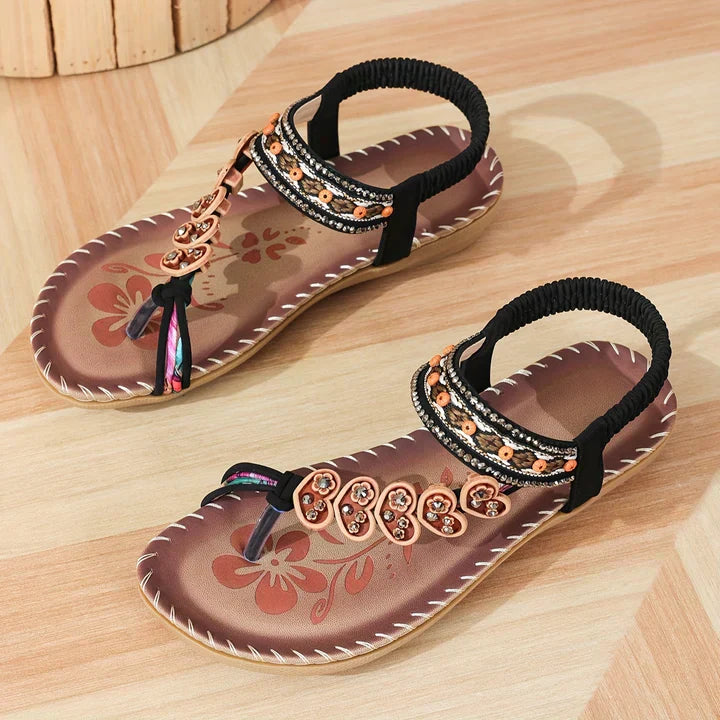 Delindra | Sandalen mit Blumenverzierung