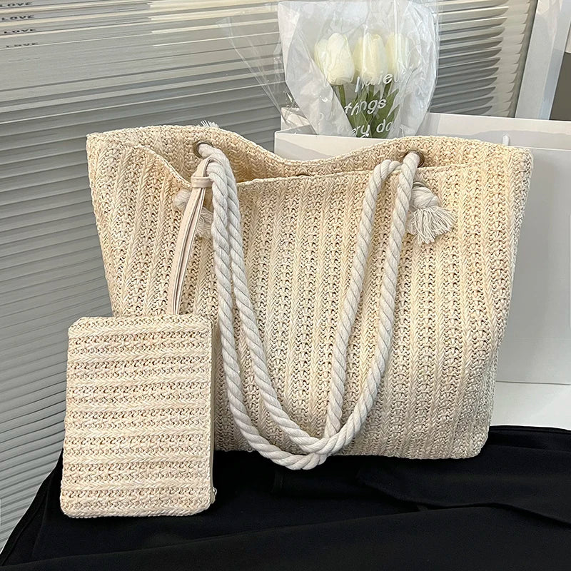 Riley | Große Rieten-Strandtasche Damen