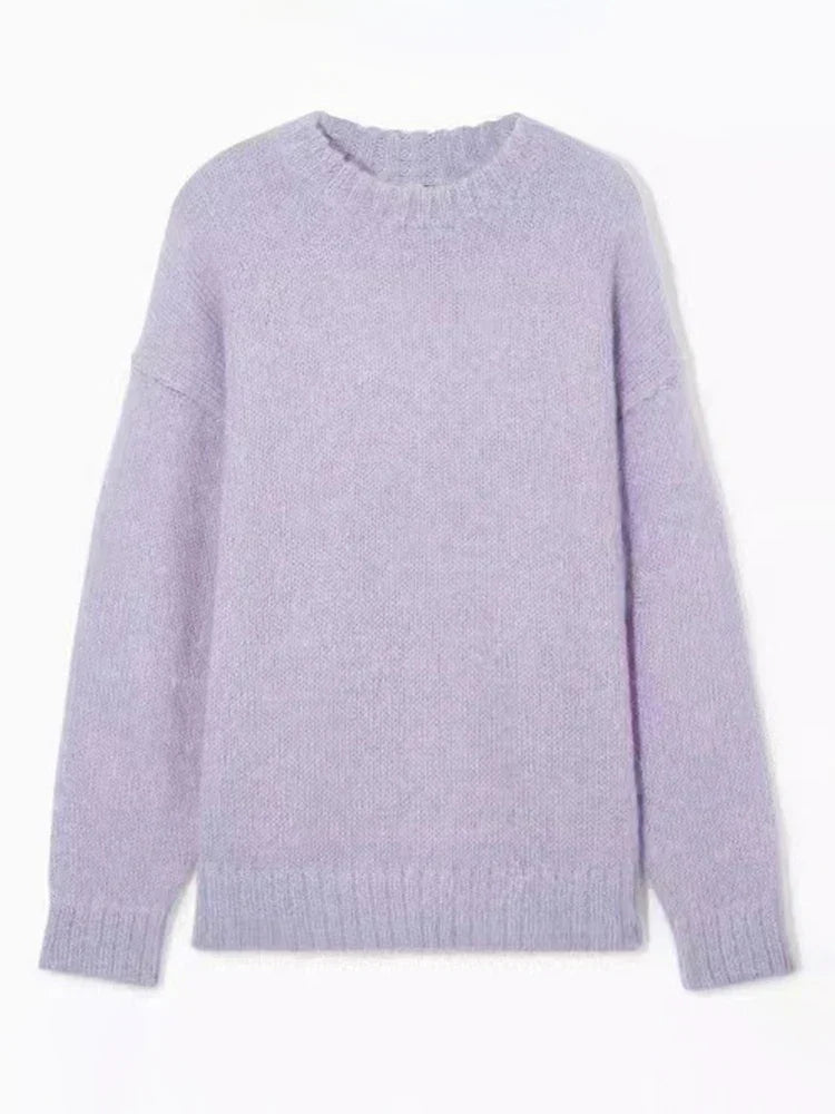 Gestreifter Mohair-Casual-Pullover mit gemütlicher Wärme Für Frauen