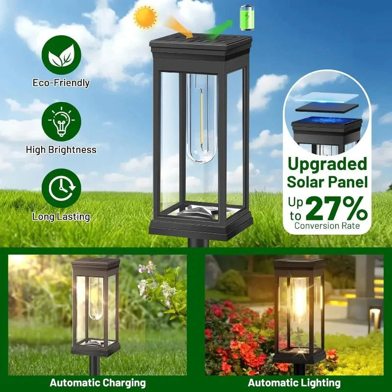 Solar-Wegeleuchten im Laternen-Design 2er-Set – LED mit Glühfaden-Optik product image 2