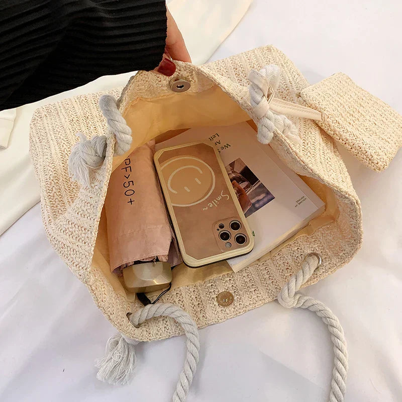 Riley | Große Rieten-Strandtasche Damen