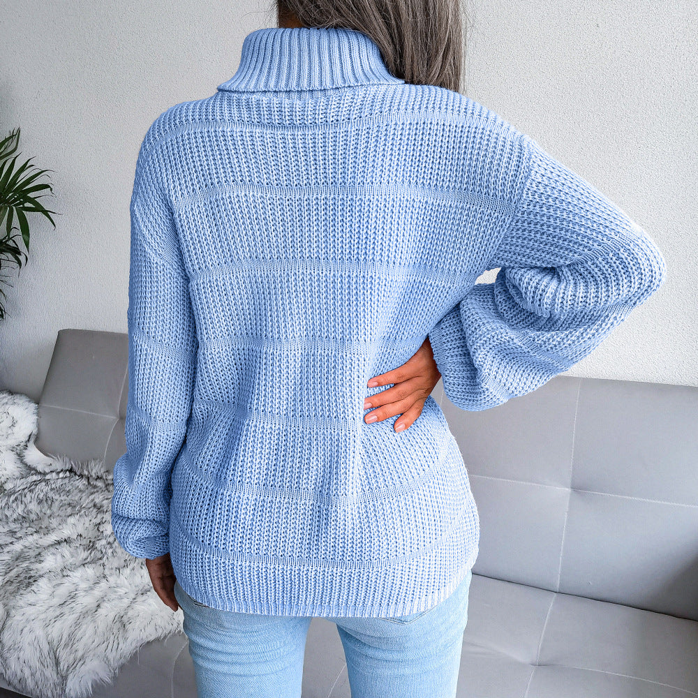 Hellblauer Rollkragenpullover für einen Frischen Look Für Frauen