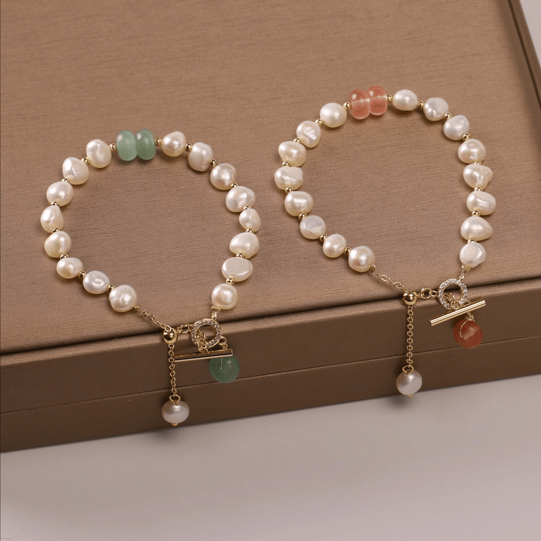 Elegantes Süßwasserperlen Schwesterarmband Für Damen