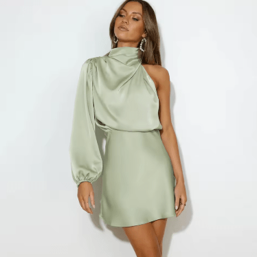 Stilvolles One Shoulder Satinkleid für Frauen