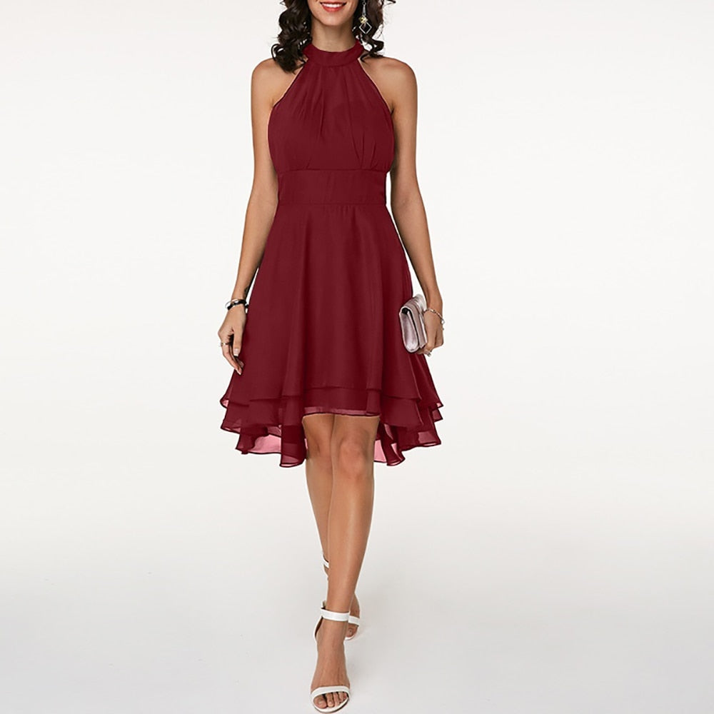 Modisches Kleid mit V Ausschnitt und Gürtel für Frauen