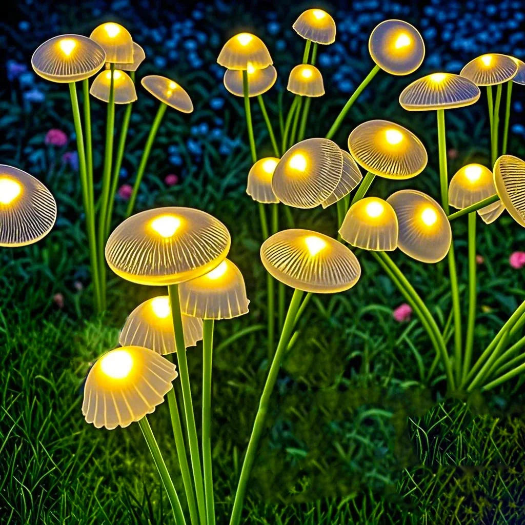 Solar-Pilzleuchten 2er-Set – 6 schwingende Köpfe, RGB oder Warmweiß product image 7