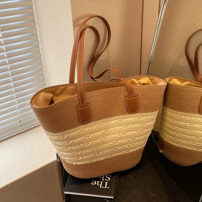 Roselle | Geräumige Strohzschultertasche Damen