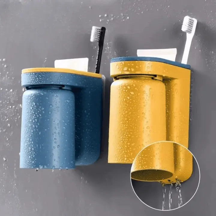 BrushStorage™ – Selbstklebender Zahnbürstenhalter mit funktionalem Becheraufsatz für Badezimmer [50 % Rabatt]