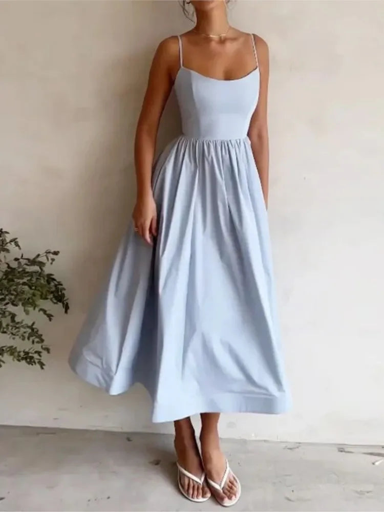 Elegantes ärmelloses Maxikleid mit graziösem Fall für Damen