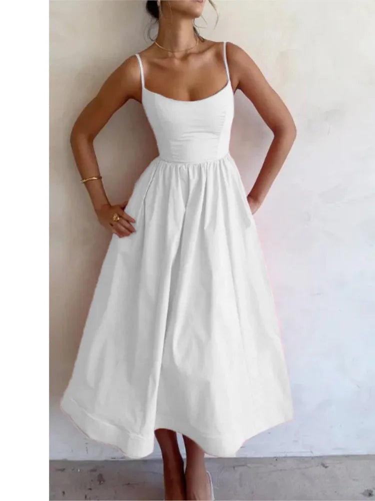 Elegantes ärmelloses Maxikleid mit graziösem Fall für Damen