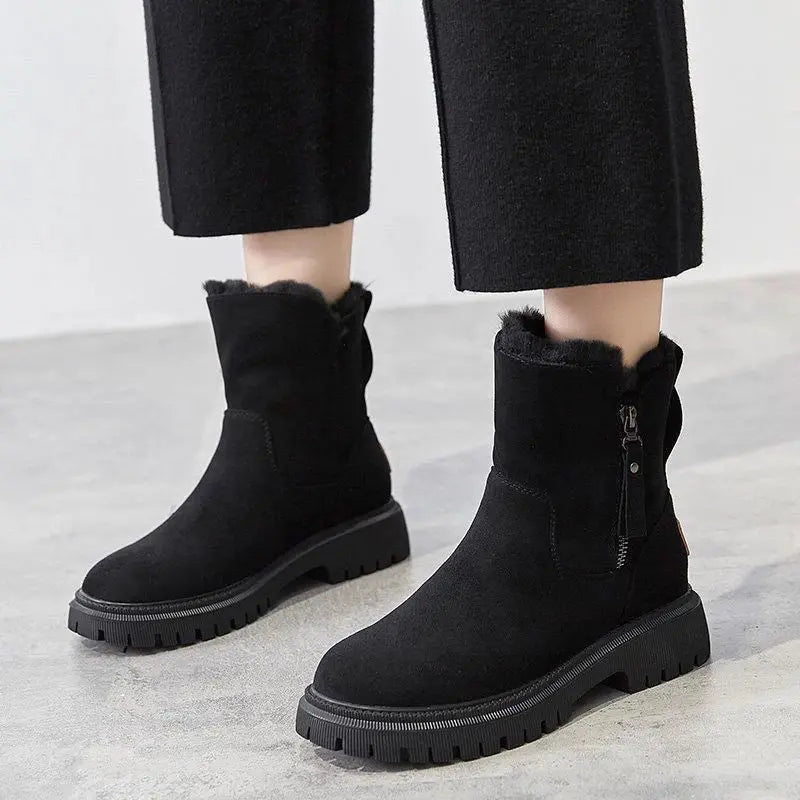 Stiefel mit Wollfutter und Reißverschluss für Frauen