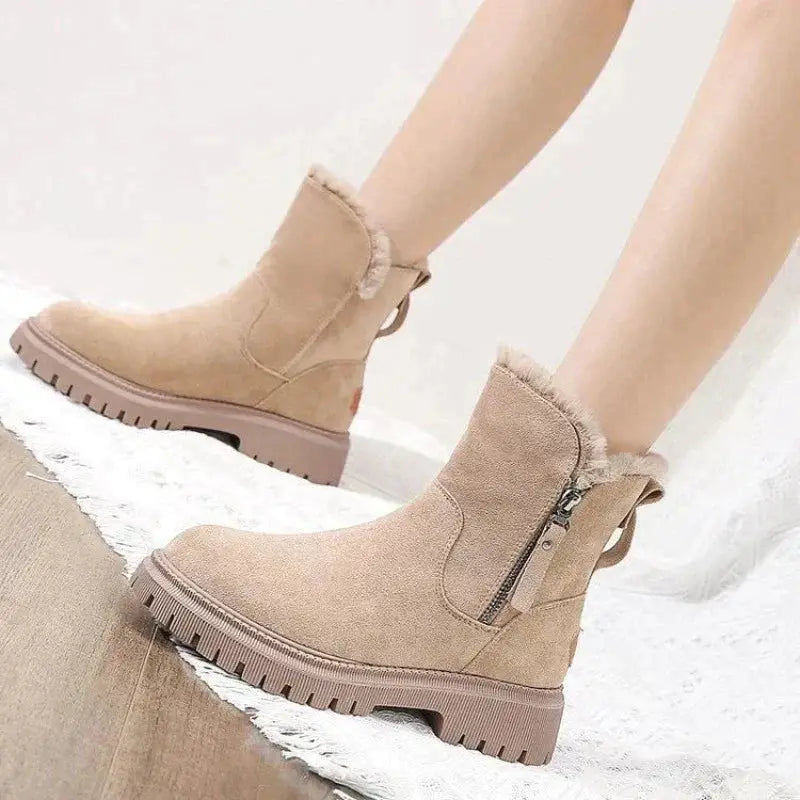 Stiefel mit Wollfutter und Reißverschluss für Frauen