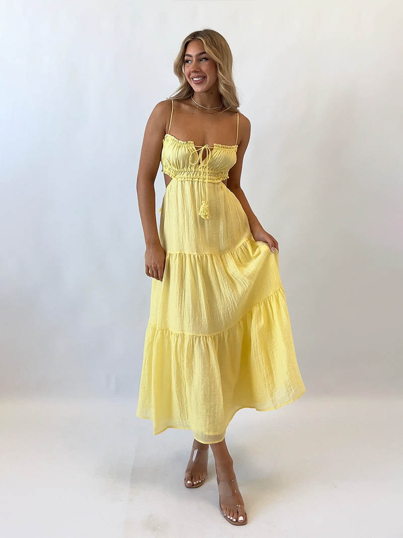 Midikleid mit Spaghettiträgern und Cut Out Details für Frauen