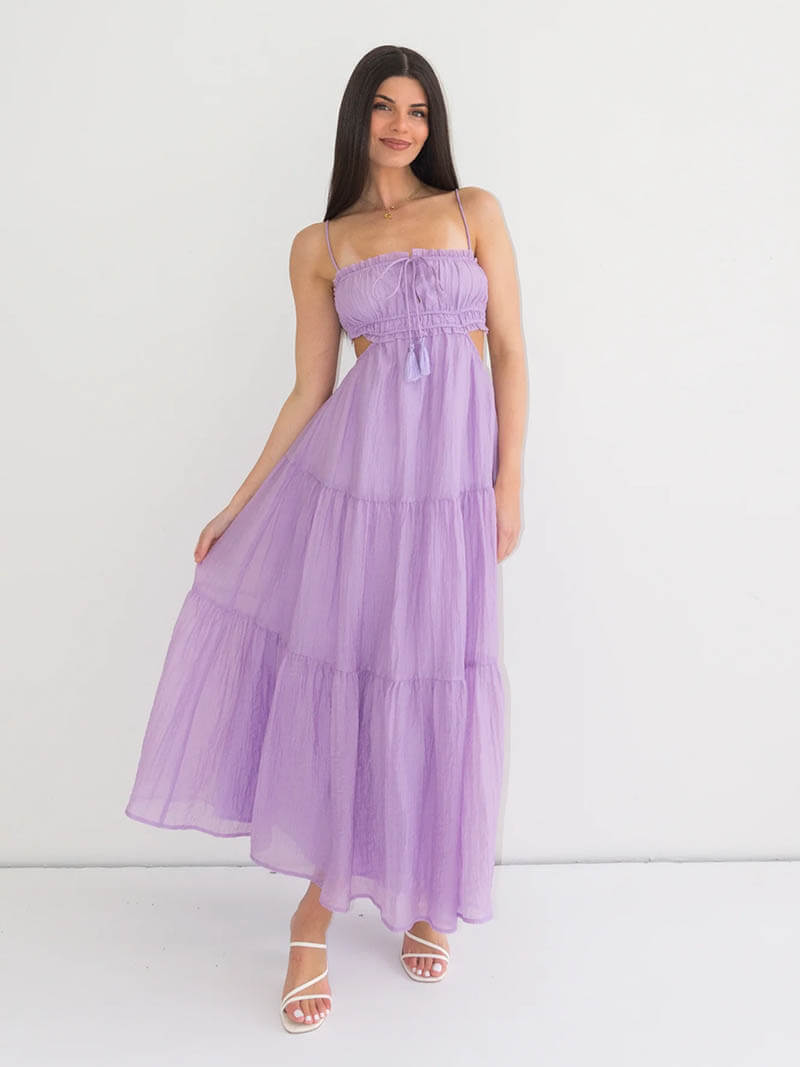 Midikleid mit Spaghettiträgern und Cut Out Details für Frauen