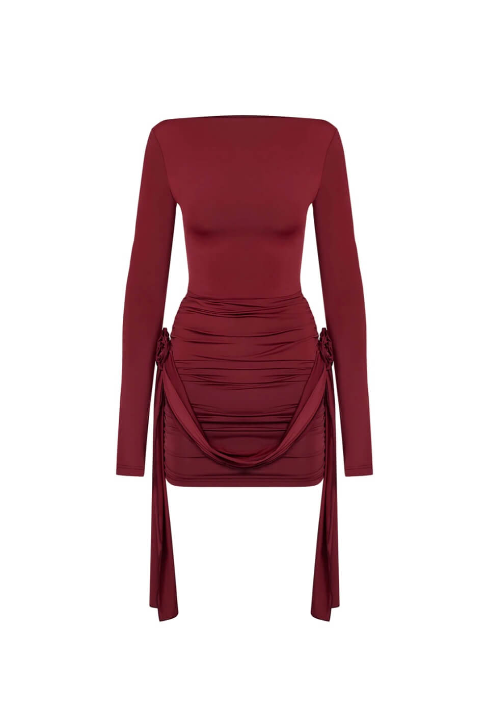 Elegantes Minikleid Mit Bootsausschnitt In Granatrot Für Frauen