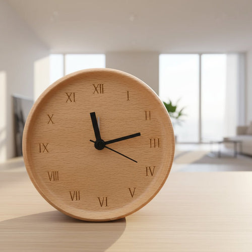 Wecker aus Buchenholz – Leises Uhrwerk, Minimales Design product image 1