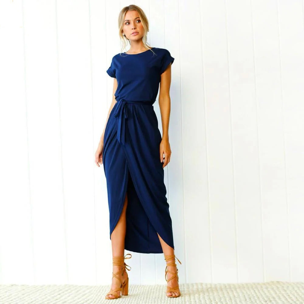 Andrina | Sommerliches Midi-Wickelkleid mit Taillenschlitz