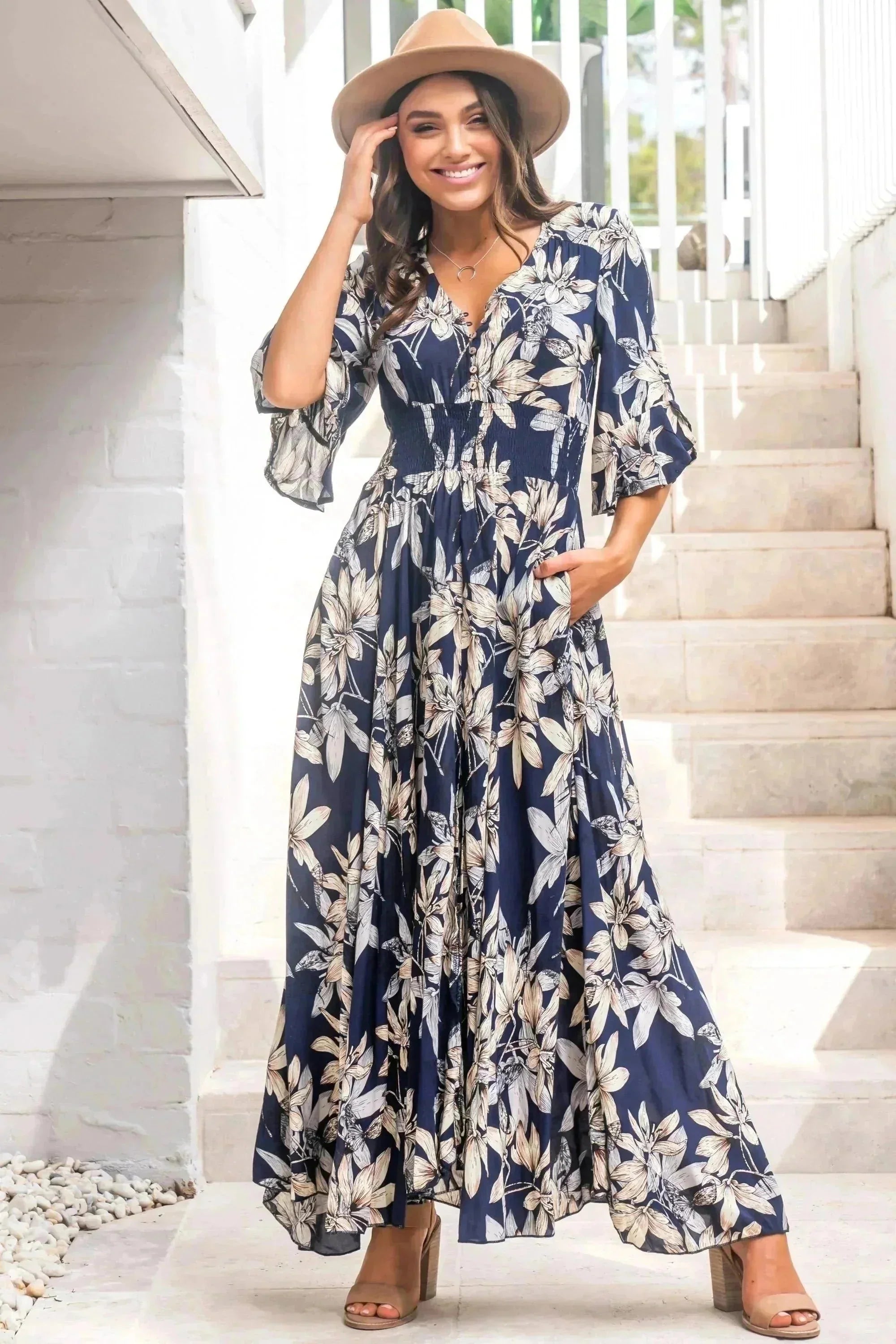 Evalora | Elegantes Boho Maxikleid