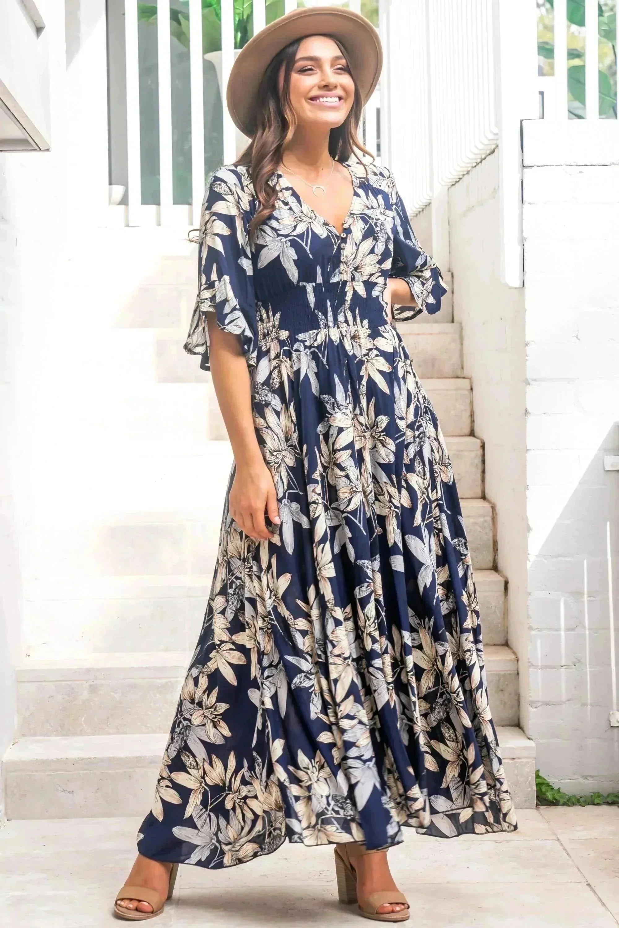 Evalora | Elegantes Boho Maxikleid
