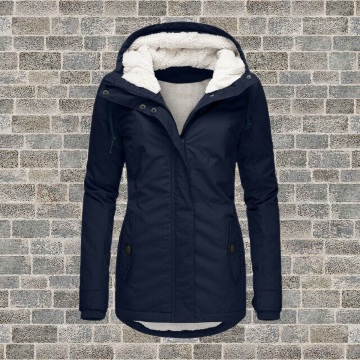 Babette | Damenjacke aus Baumwolle mit Lammfellkapuze