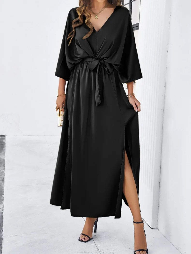 Elegantes V Ausschnitt Kleid mit Schlitz für Frauen