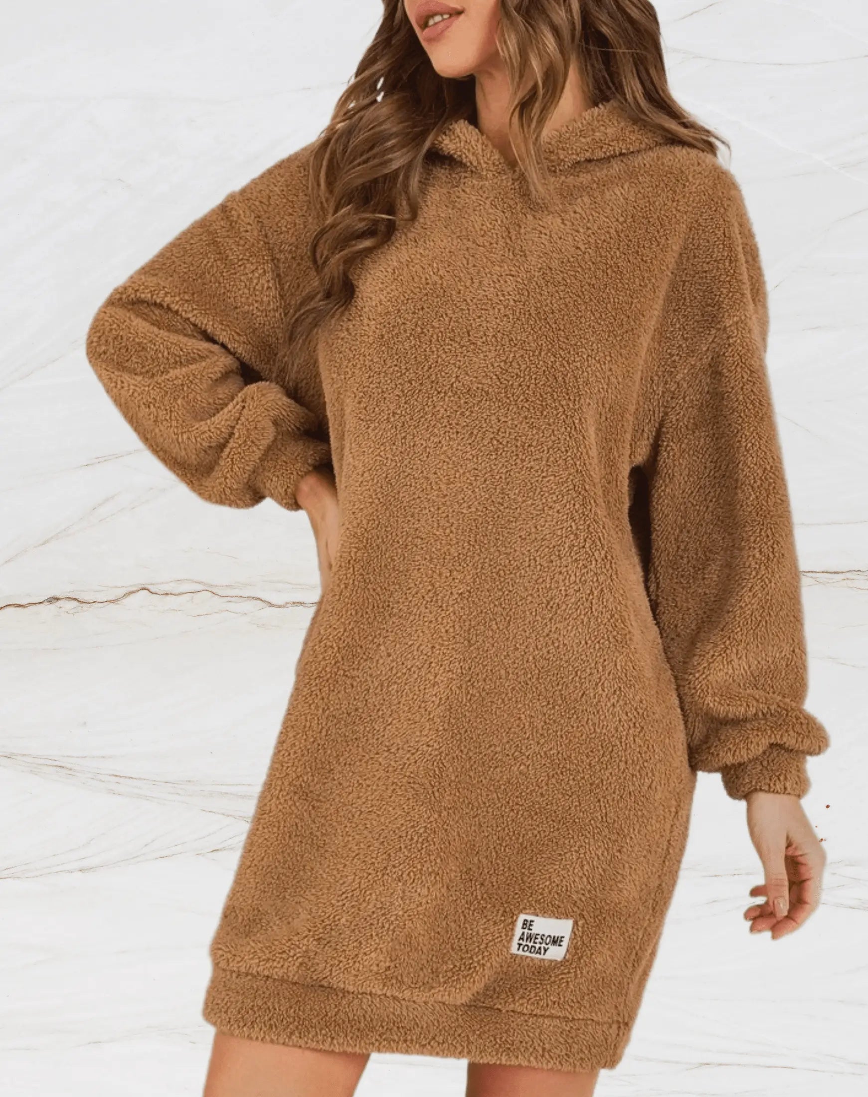Gemütlicher Oversized Flauschiger Hoodie Für Frauen